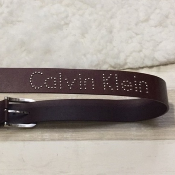 Calvin Klein studs coffee brown genuine leather belt main image 4